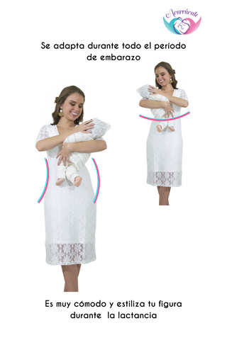 Imagen de Vestido de lactancia con Encaje apertura cruzada