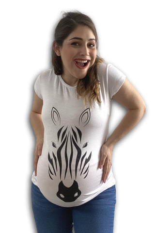 Imagen de Blusa para embarazo basic color blanca estampado zebra