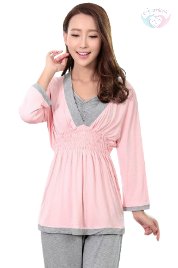 Conjunto de pijama de lactancia con encaje para mujer – Pijama de  maternidad Ropa de dormir para embarazo y lactancia con función de lactancia,  manga larga, azul oscuro, L: .es: Moda