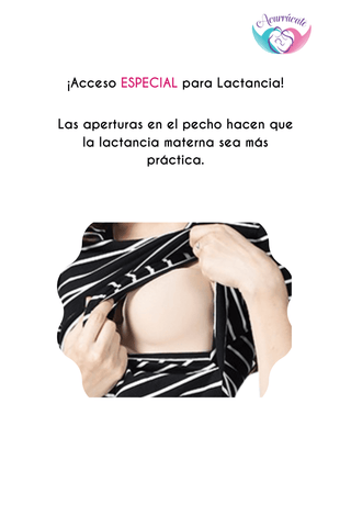 Imagen de Blusa de lactancia con rayas hombro de color Negro