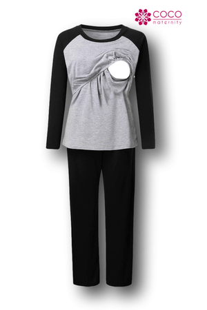 Conjunto de pijama Pantalón negro y gris (blushed) Coco Maternity