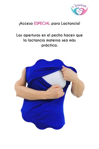 Imagen de Blusa para lactancia y embarazo open neck Azul Rey (Brushed)