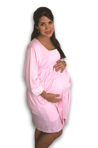 Set bata camisón para lactancia y embarazo color Rosa baby Coco Maternity