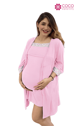 Imagen de Set  camison bata, lactancia embarazo Coco Maternity