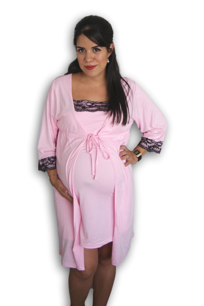 Pijama lactancia Bella Rosa Puntos Gris  B Up Maternity Colores Melange  Tallas S - Small