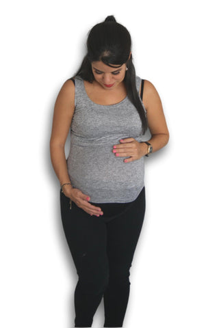 Imagen de Blusa para lactancia tirante ancho color Gris jaspe Coco Maternity
