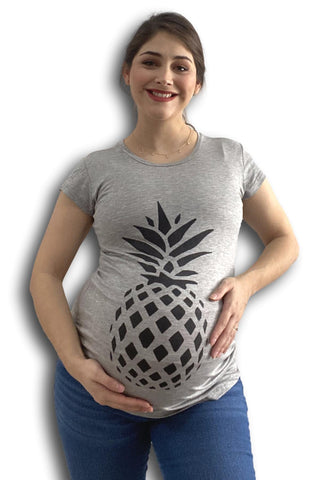 Blusa para embarazo basic color plata estampado Piña
